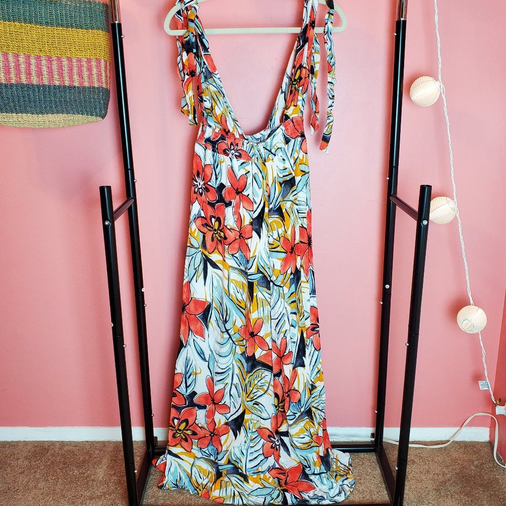 Tropical Floral Flowy Maxi Skirt - Picture 3 of 6